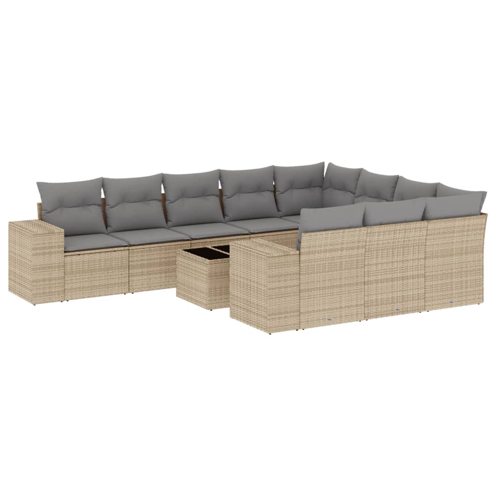 Thumbnail - vidaXL 11-tlg. Garten-Sofagarnitur mit Kissen Beige Poly Rattan