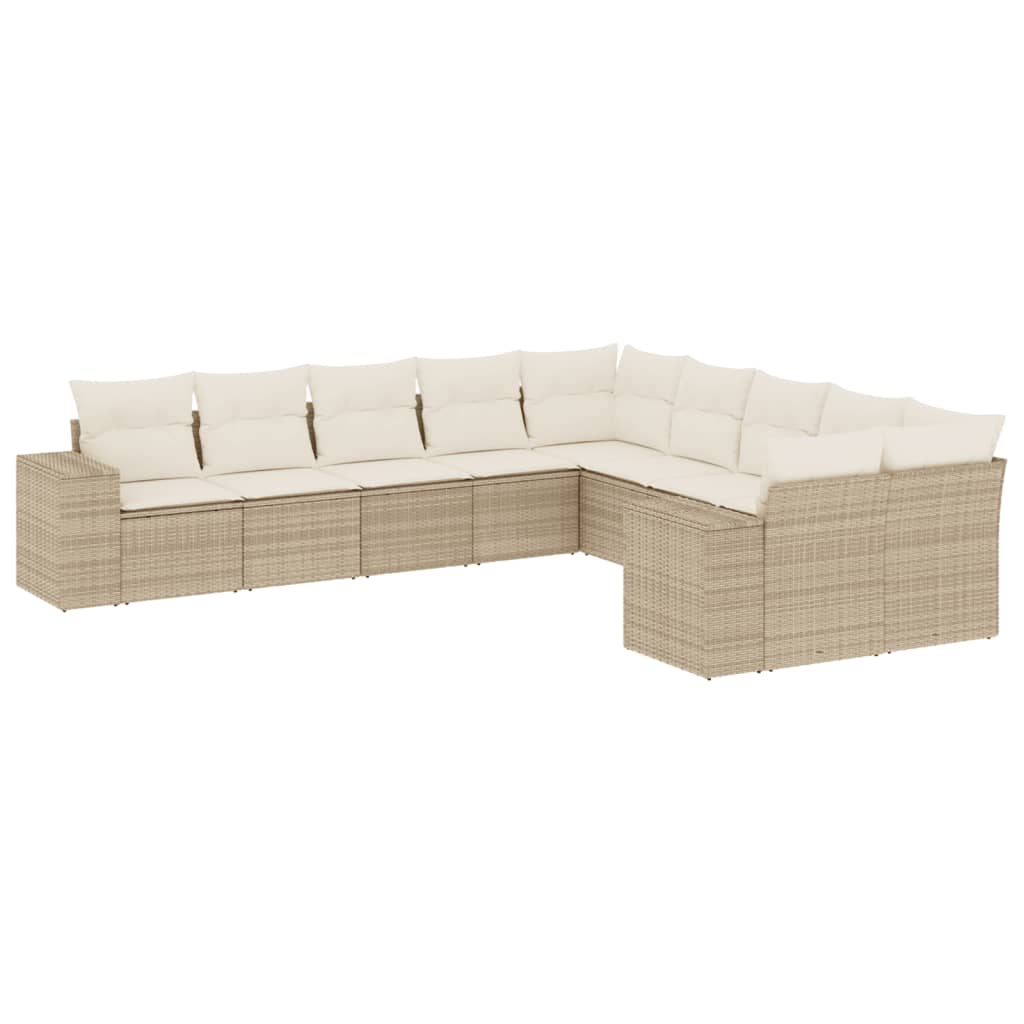 Thumbnail - vidaXL 10-tlg. Garten-Sofagarnitur mit Kissen Beige Poly Rattan