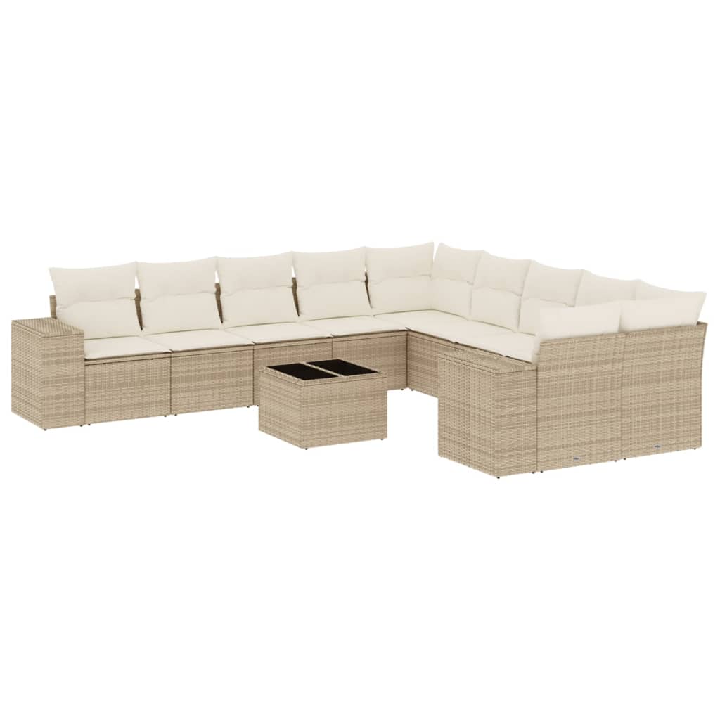 Thumbnail - vidaXL 11-tlg. Garten-Sofagarnitur mit Kissen Beige Poly Rattan