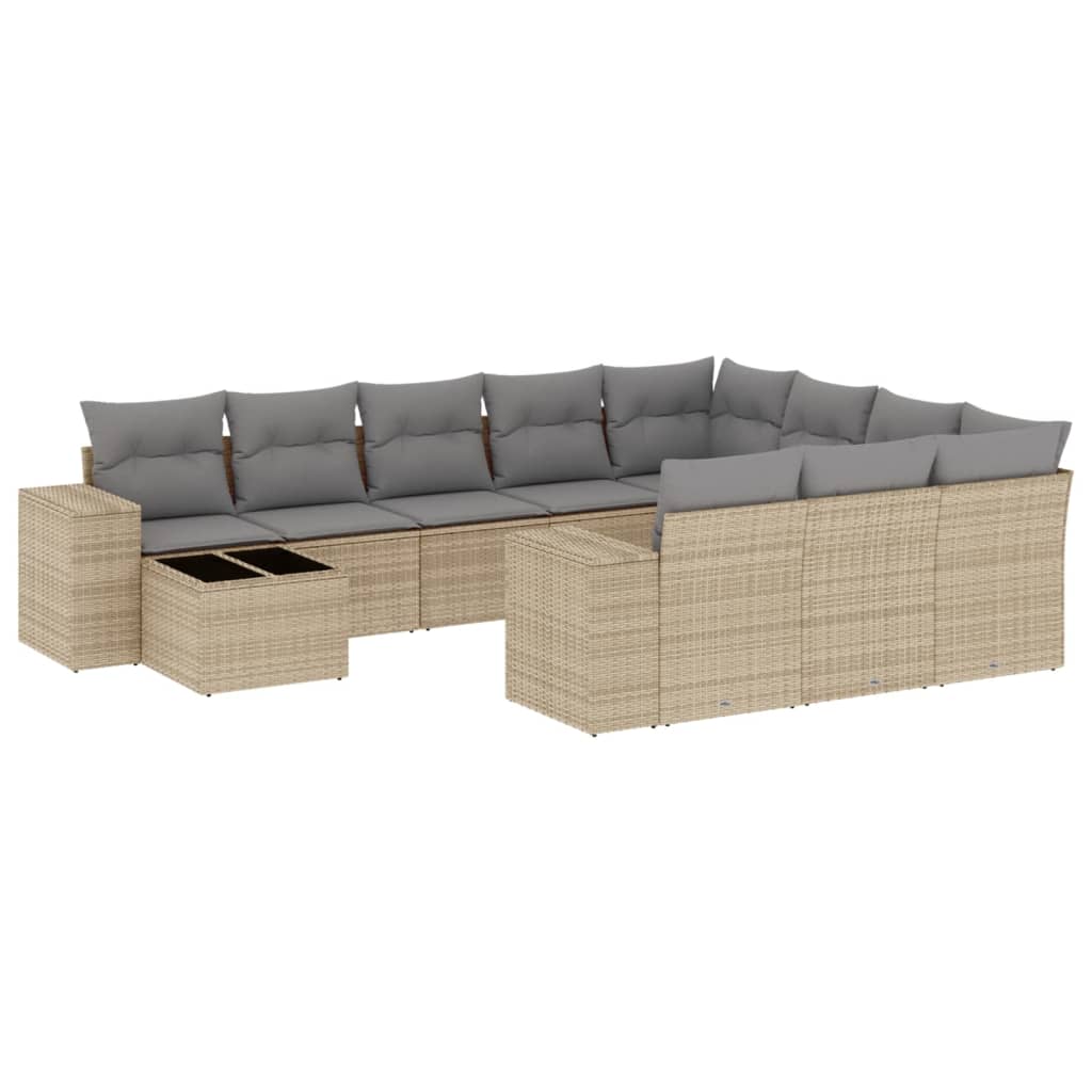 Thumbnail - vidaXL 11-tlg. Garten-Sofagarnitur mit Kissen Beige Poly Rattan