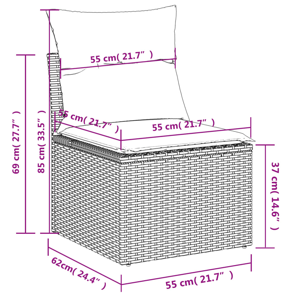 Zestaw mebli ogrodowych rattan PE, czarny, 62x62x69 cm