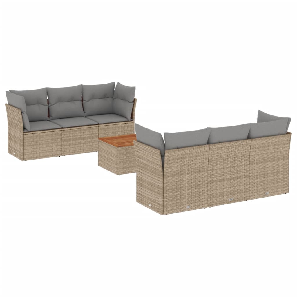 Thumbnail - vidaXL 7-tlg. Garten-Sofagarnitur mit Kissen Beige Poly Rattan