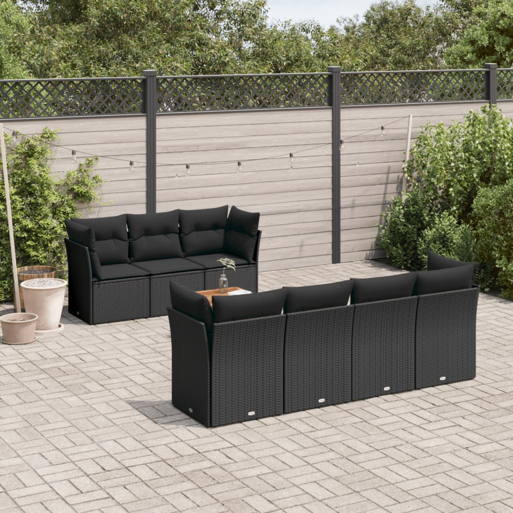 6-tlg. Garten-Sofagarnitur mit Kissen Schwarz Poly Rattan