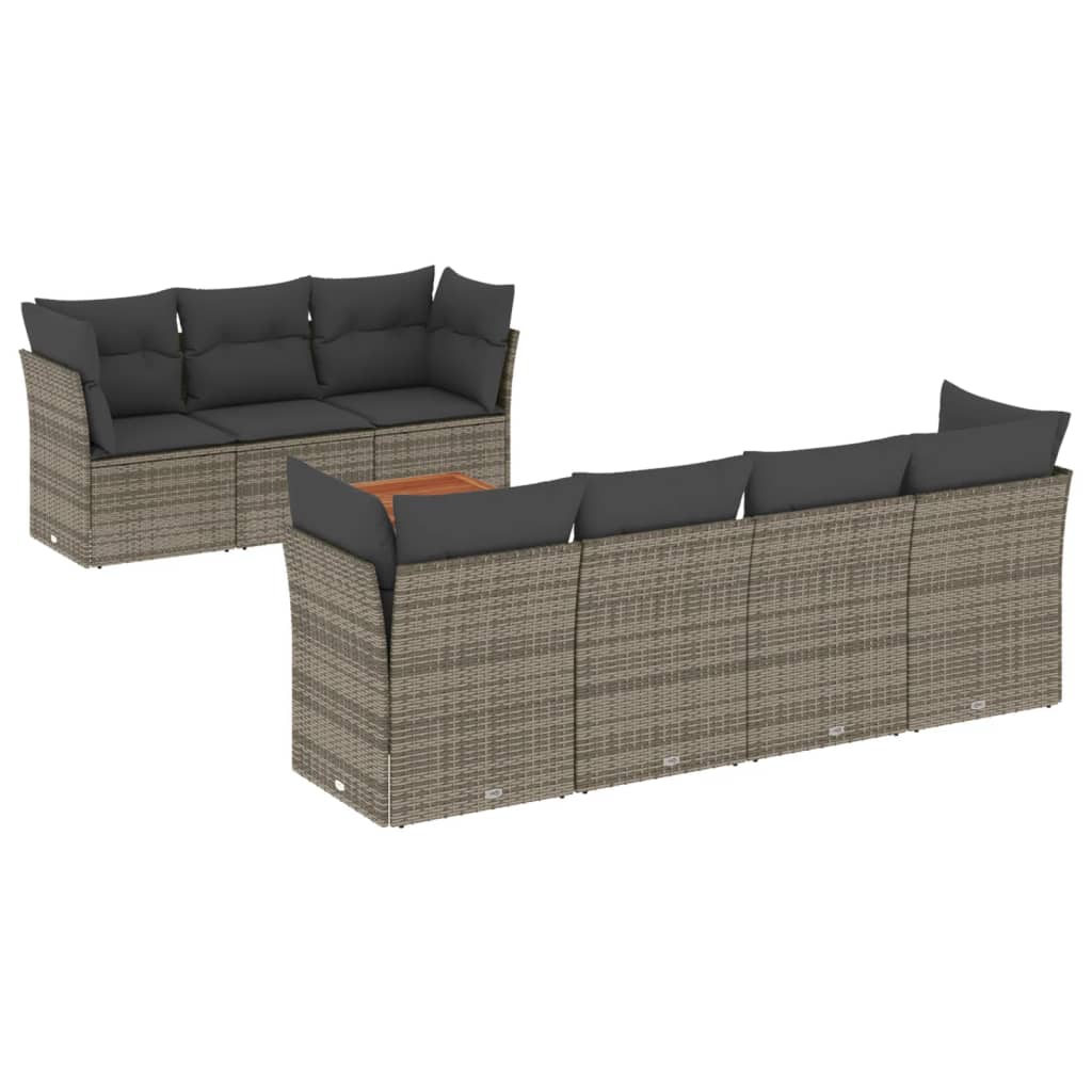 Thumbnail - vidaXL 8-tlg. Garten-Sofagarnitur mit Kissen Grau Poly Rattan