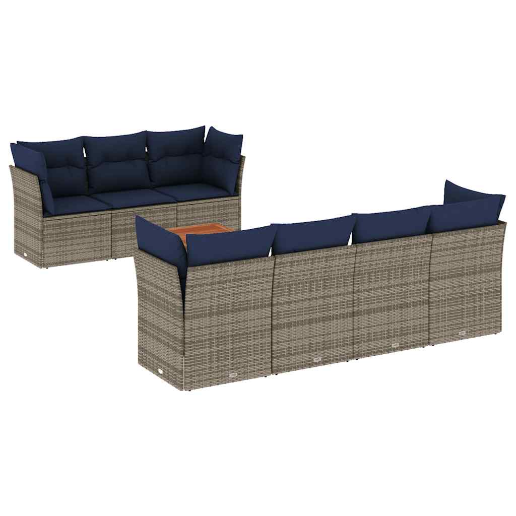 vidaXL Set canapele de grădină cu perne, 8 piese, gri, poliratan