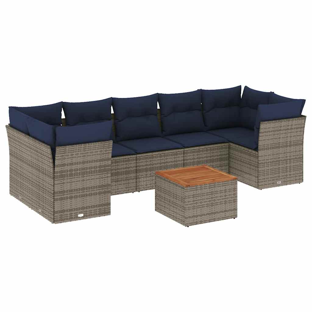 vidaXL Set canapele de grădină cu perne, 8 piese, gri, poliratan