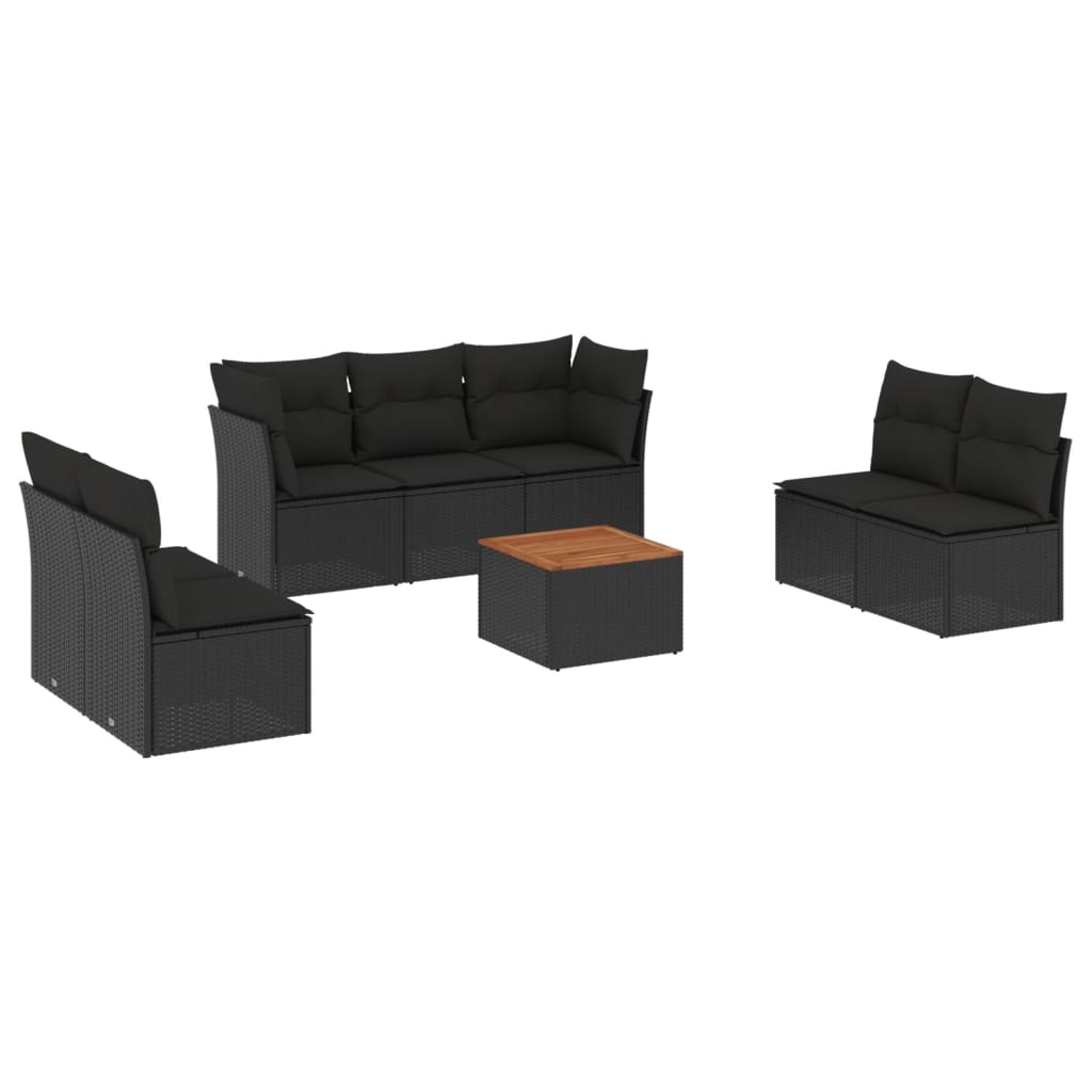 Thumbnail - vidaXL 8-tlg. Garten-Sofagarnitur mit Kissen Schwarz Poly Rattan