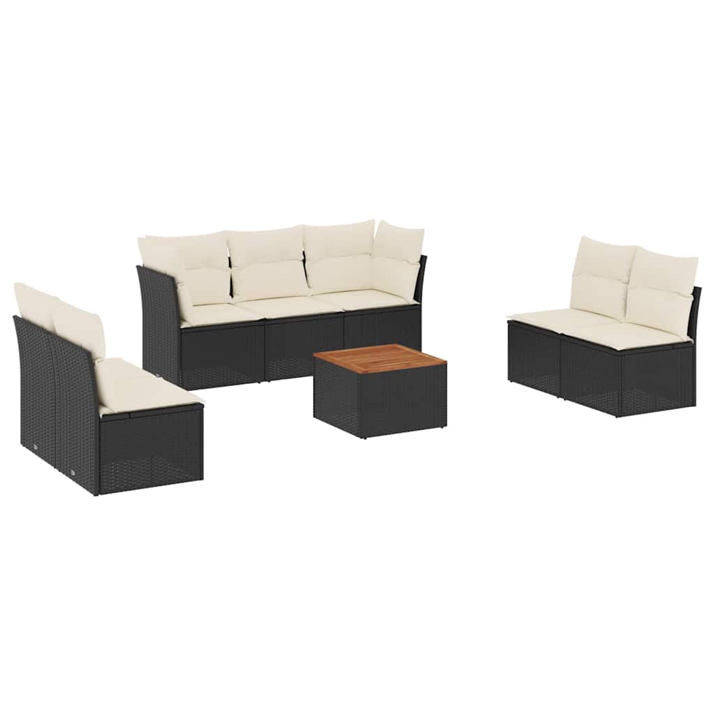 vidaXL 8-dijelni set vrtnih sofa od poliratana s jastucima crni-image-3255895