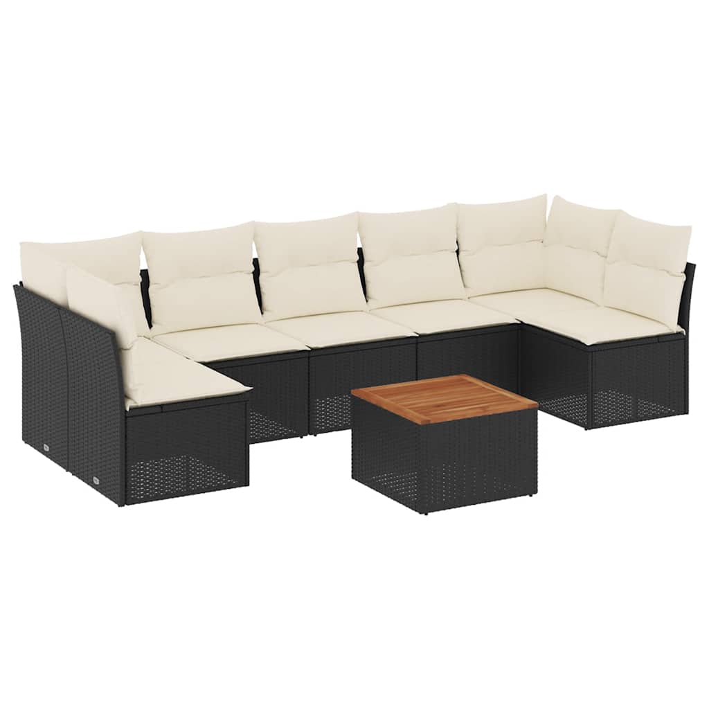 Thumbnail - vidaXL 8-tlg. Garten-Sofagarnitur mit Kissen Schwarz Poly Rattan