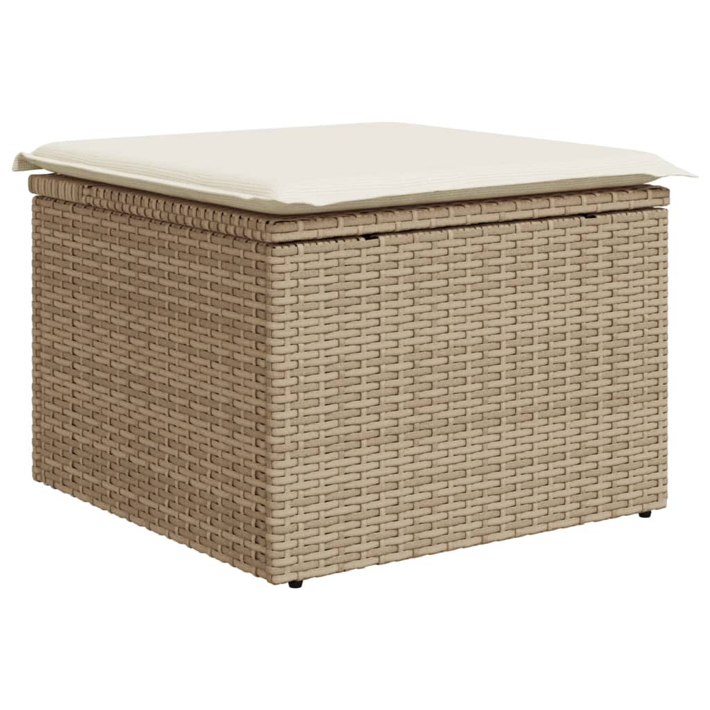vidaXL 5-delige Loungeset met kussens poly rattan beige afbeelding