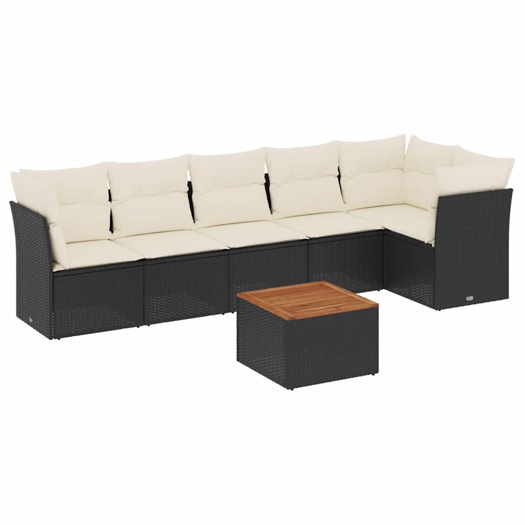 Thumbnail - vidaXL 7-tlg. Garten-Sofagarnitur mit Kissen Schwarz Poly Rattan