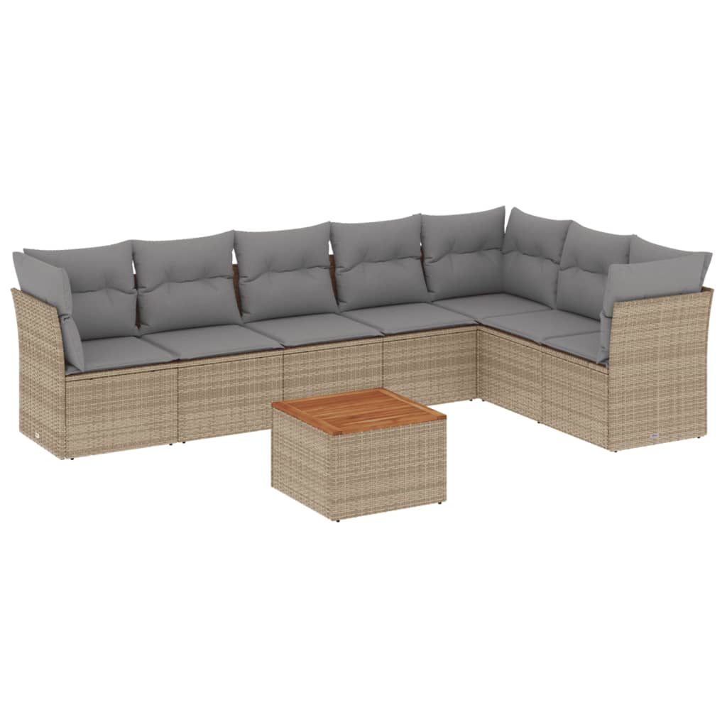 Thumbnail - vidaXL 8-tlg. Garten-Sofagarnitur mit Kissen Beige Poly Rattan