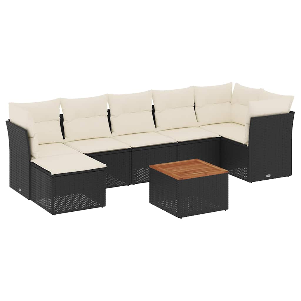 Thumbnail - vidaXL 8-tlg. Garten-Sofagarnitur mit Kissen Schwarz Poly Rattan