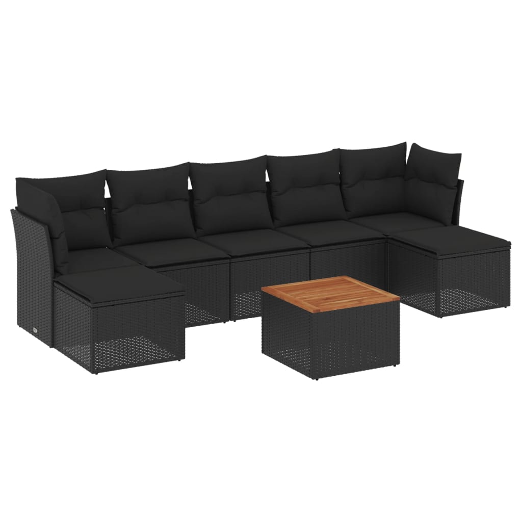 Thumbnail - vidaXL 8-tlg. Garten-Sofagarnitur mit Kissen Schwarz Poly Rattan
