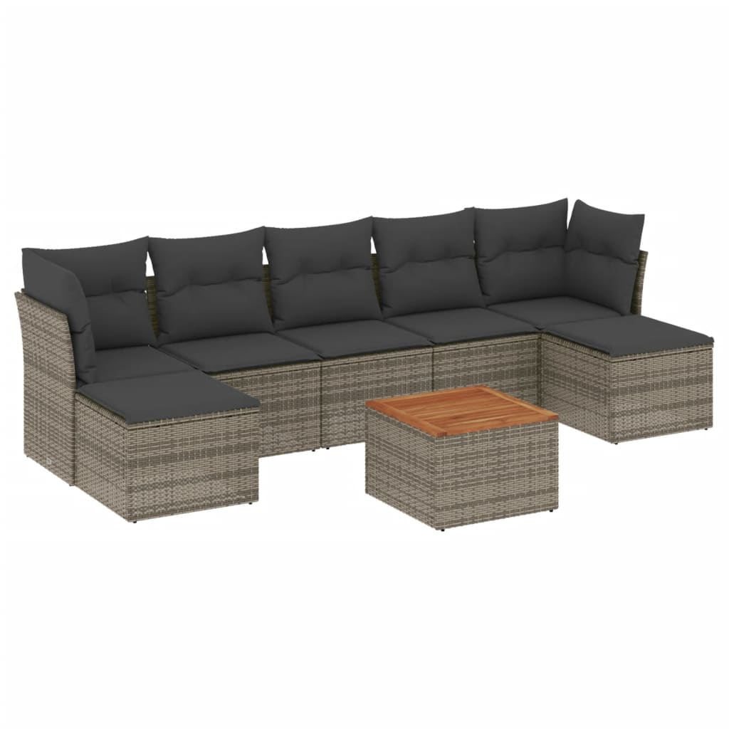 Thumbnail - vidaXL 8-tlg. Garten-Sofagarnitur mit Kissen Grau Poly Rattan