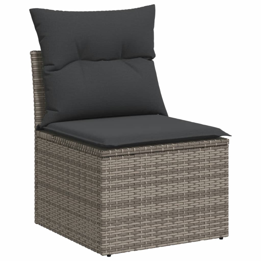 vidaXL 9-delige Loungeset met kussens poly rattan grijs afbeelding