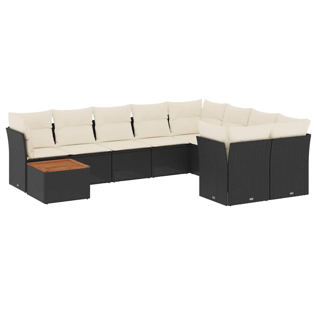 Thumbnail - vidaXL 10-tlg. Garten-Sofagarnitur mit Kissen Schwarz Poly Rattan
