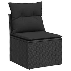 Vrtna sedežna garnitura 11-delna z blazinami črn poli ratan - slika 4