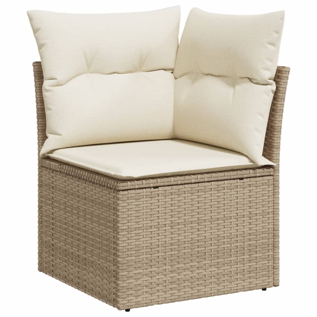 vidaXL 10-delige Loungeset met kussens poly rattan beige afbeelding