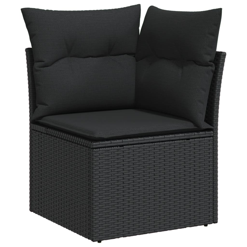 vidaXL 10-delige Loungeset met kussens poly rattan zwart afbeelding