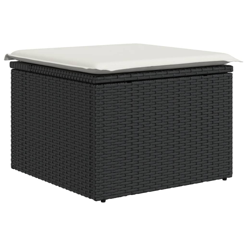 vidaXL 10-delige Loungeset met kussens poly rattan zwart afbeelding