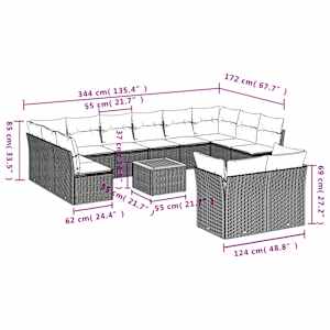 Vrtna jedilna garnitura 13-delna z blazinami bež poli ratan - slika 10