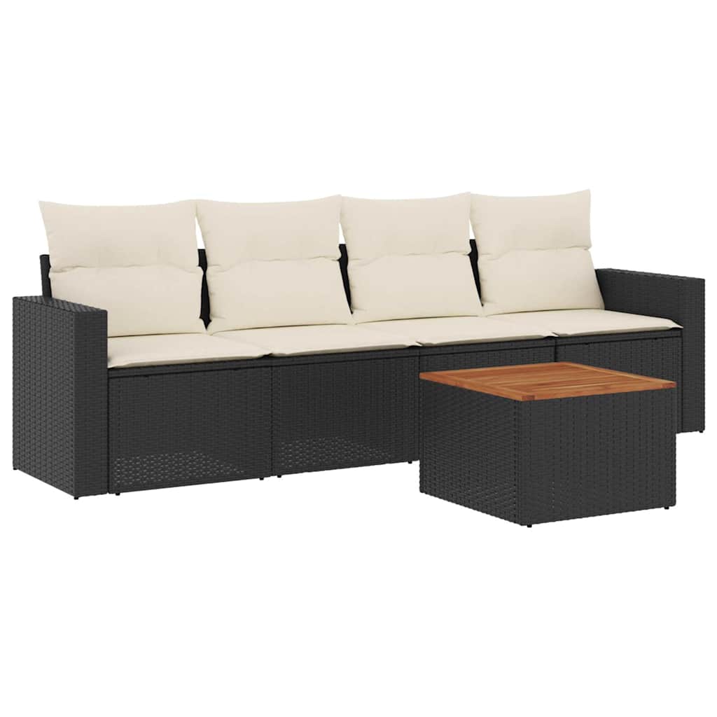Thumbnail - vidaXL 5-tlg. Garten-Sofagarnitur mit Kissen Schwarz Poly Rattan