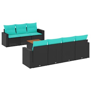 vidaXL 8-osaline aiadiivani komplekt patjadega, must, pol&uuml;rotang