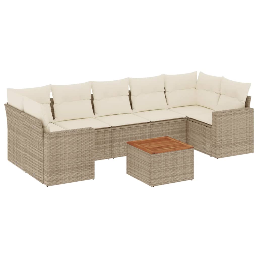 Thumbnail - vidaXL 8-tlg. Garten-Sofagarnitur mit Kissen Beige Poly Rattan