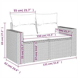 Vrtna sedežna garnitura 13-delna z blazinami bež poli ratan - slika 14