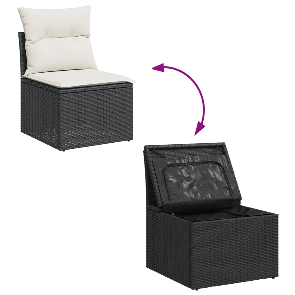 vidaXL 6-delige Loungeset met kussens poly rattan zwart afbeelding