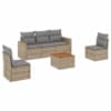 vidaXL 6-osaline aiadiivani komplekt patjadega, beež, pol&uuml;rotang