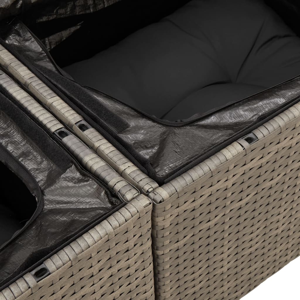 vidaXL 9-delige Loungeset met kussens poly rattan grijs afbeelding
