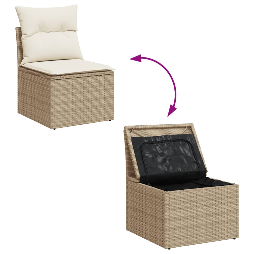 Thumbnail - vidaXL 6-tlg. Garten-Sofagarnitur mit Kissen Beige Poly Rattan
