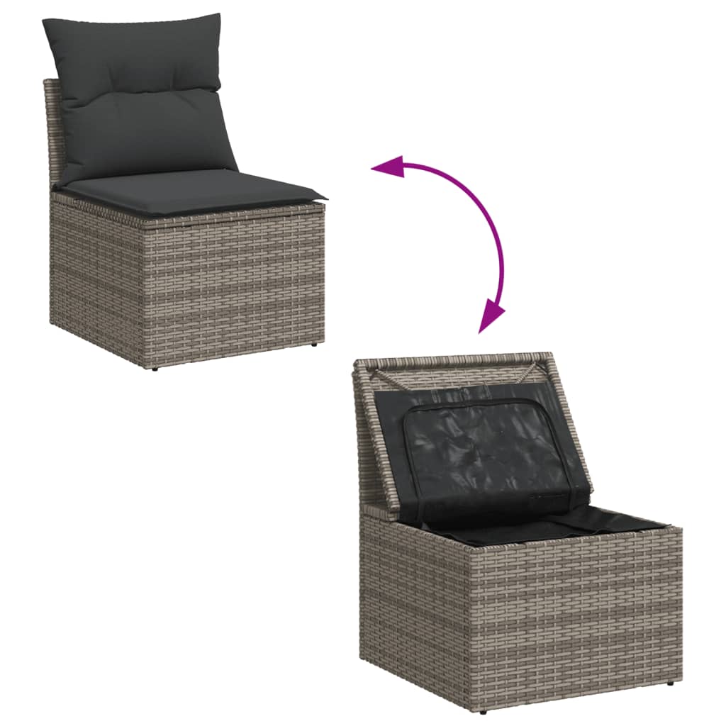 vidaXL 6-delige Loungeset met kussens poly rattan grijs afbeelding