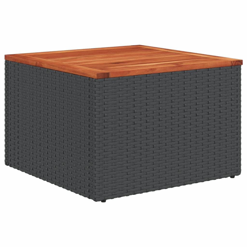 Zestaw wypoczynkowy rattan PE, czarny, 5 poduszek, stół, 62x62x69 cm