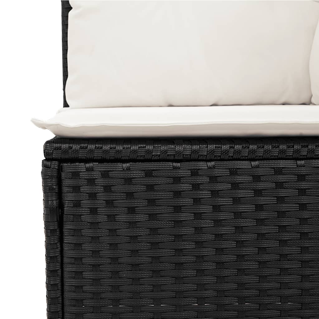 Zestaw wypoczynkowy rattan PE, czarny, 5 poduszek, stół, 62x62x69 cm