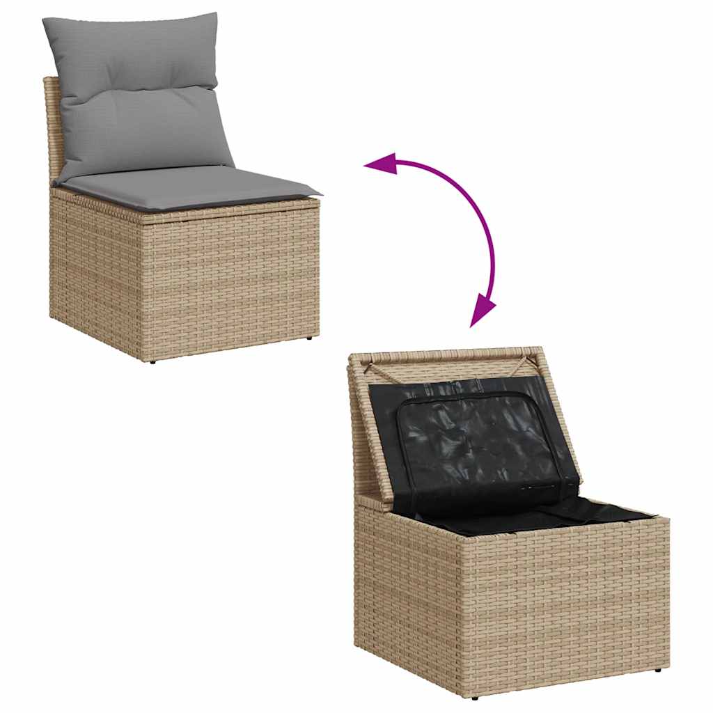 vidaXL 5-delige Loungeset met kussens poly rattan gemengd beige afbeelding