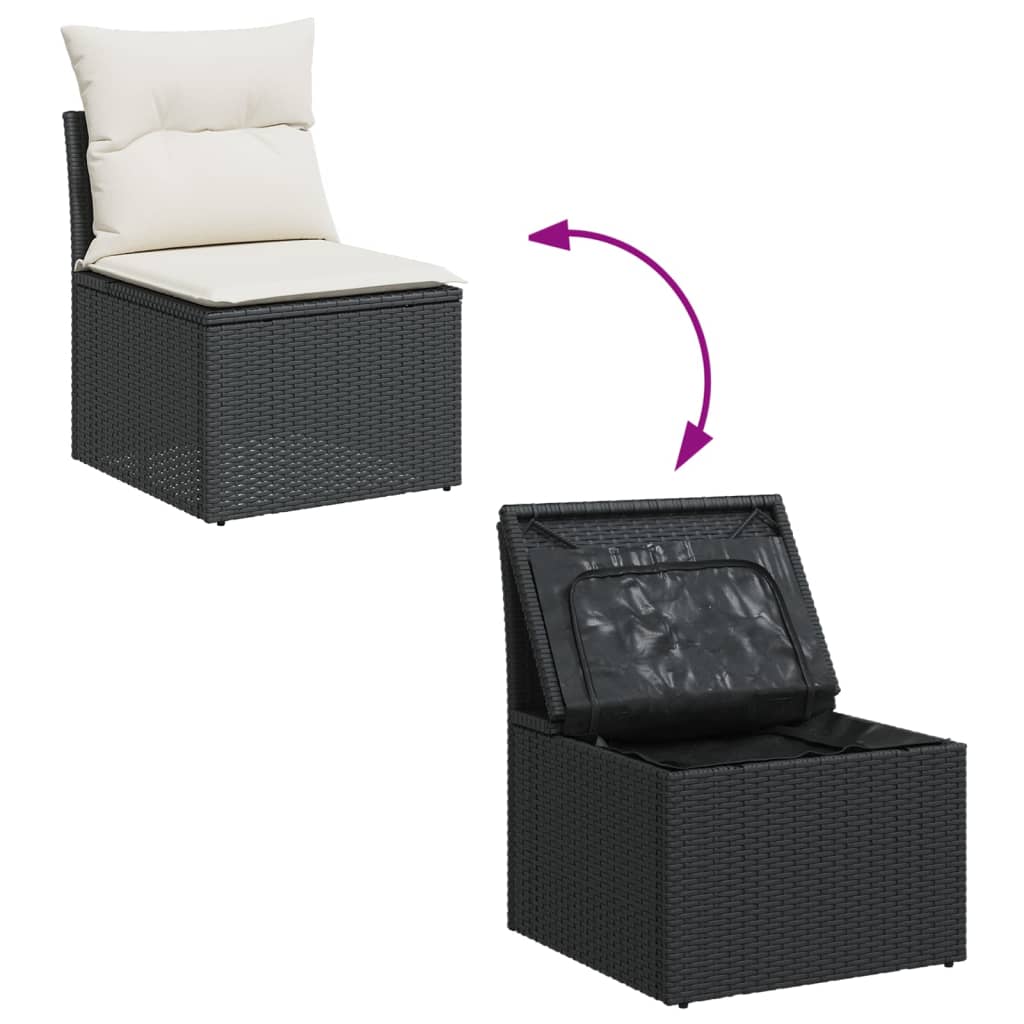 vidaXL 6-delige Loungeset met kussens poly rattan zwart afbeelding