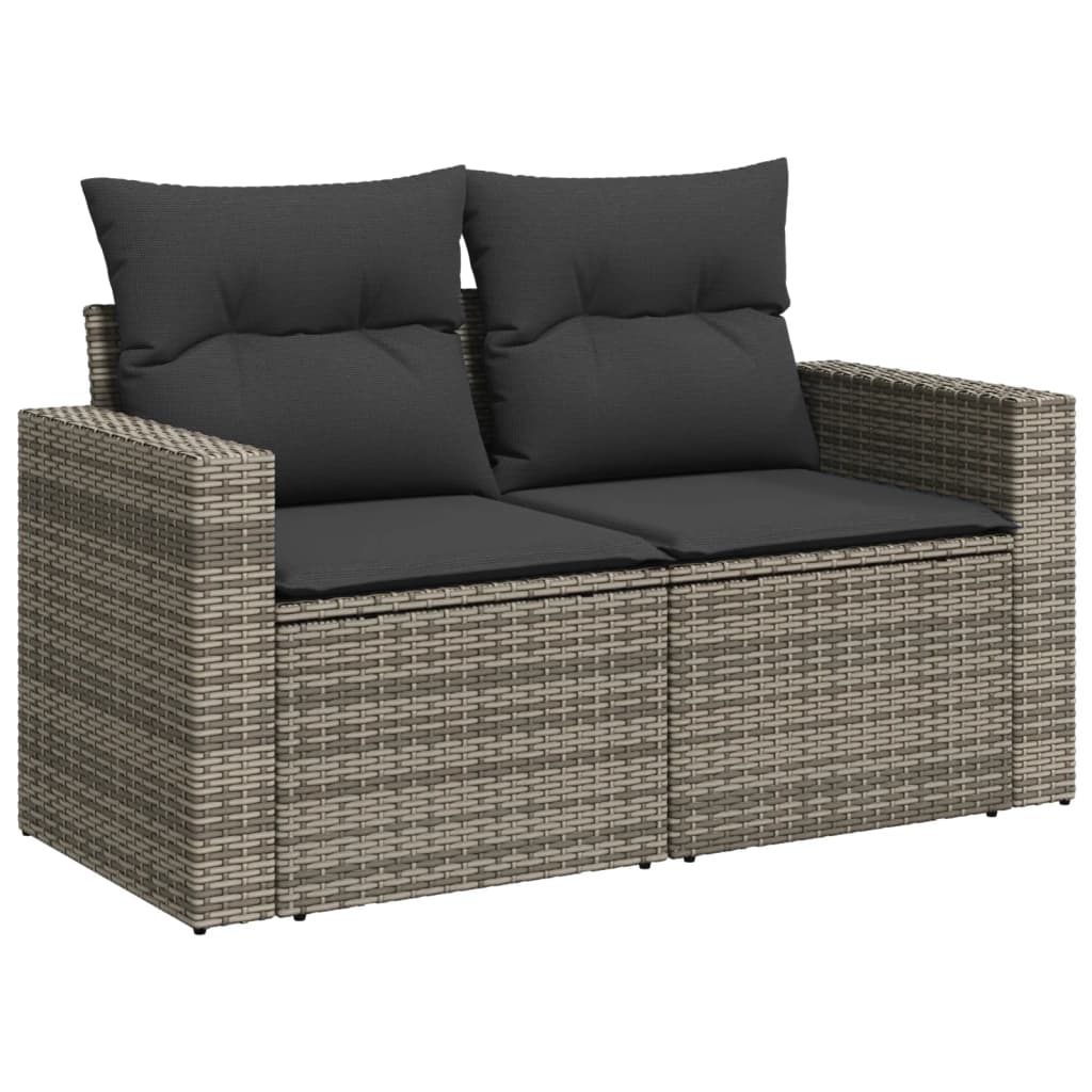 vidaXL 6-delige Loungeset met kussens poly rattan grijs