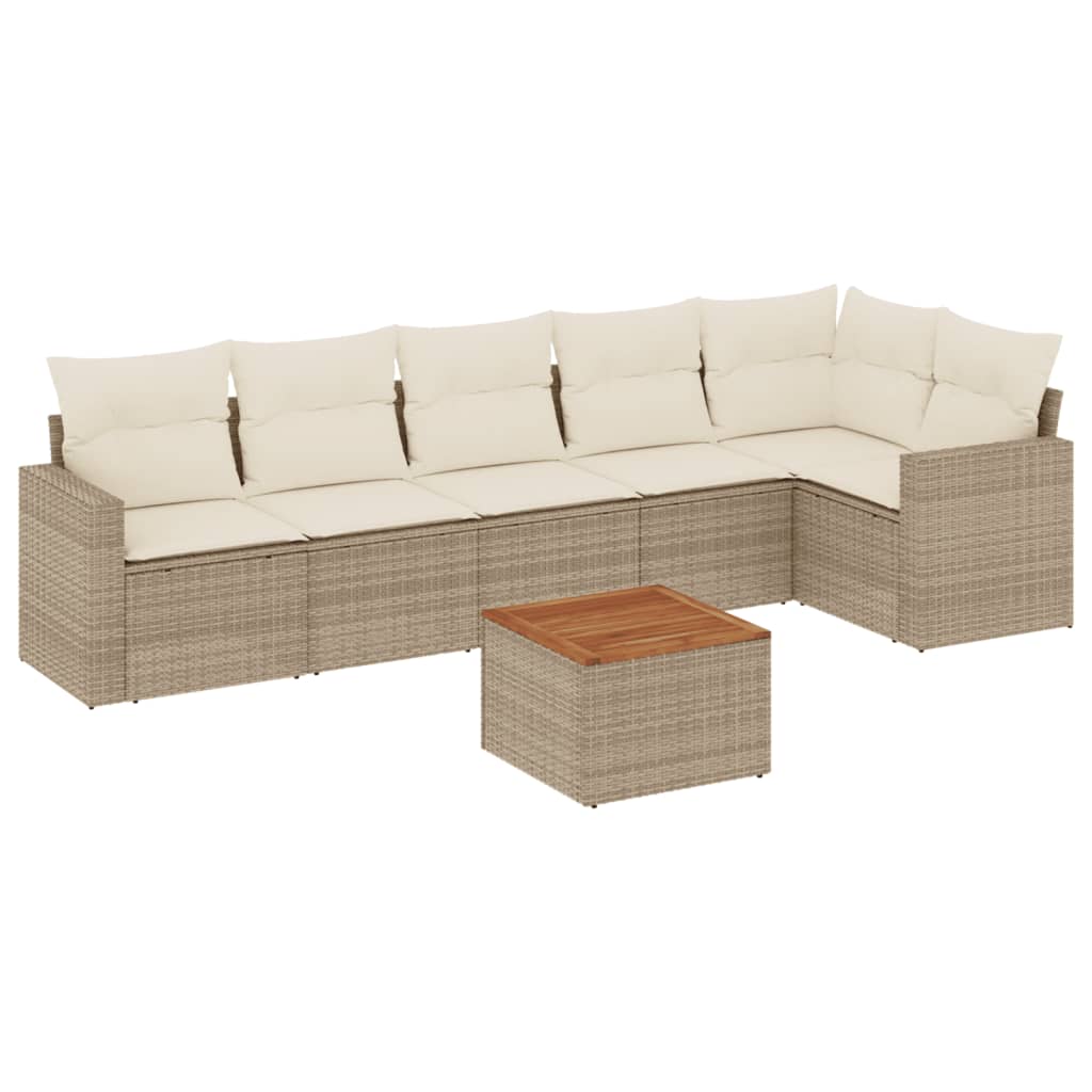 Thumbnail - vidaXL 7-tlg. Garten-Sofagarnitur mit Kissen Beige Poly Rattan