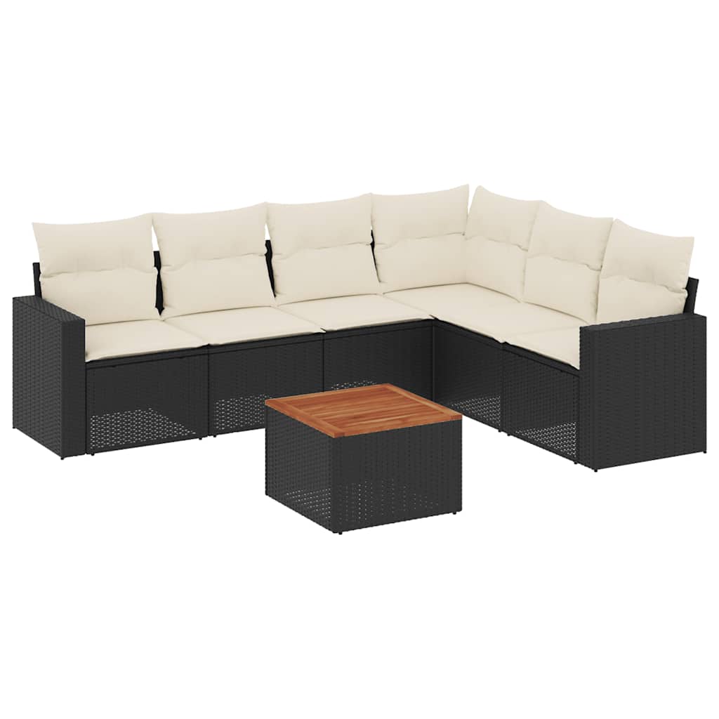 Thumbnail - vidaXL 7-tlg. Garten-Sofagarnitur mit Kissen Schwarz Poly Rattan