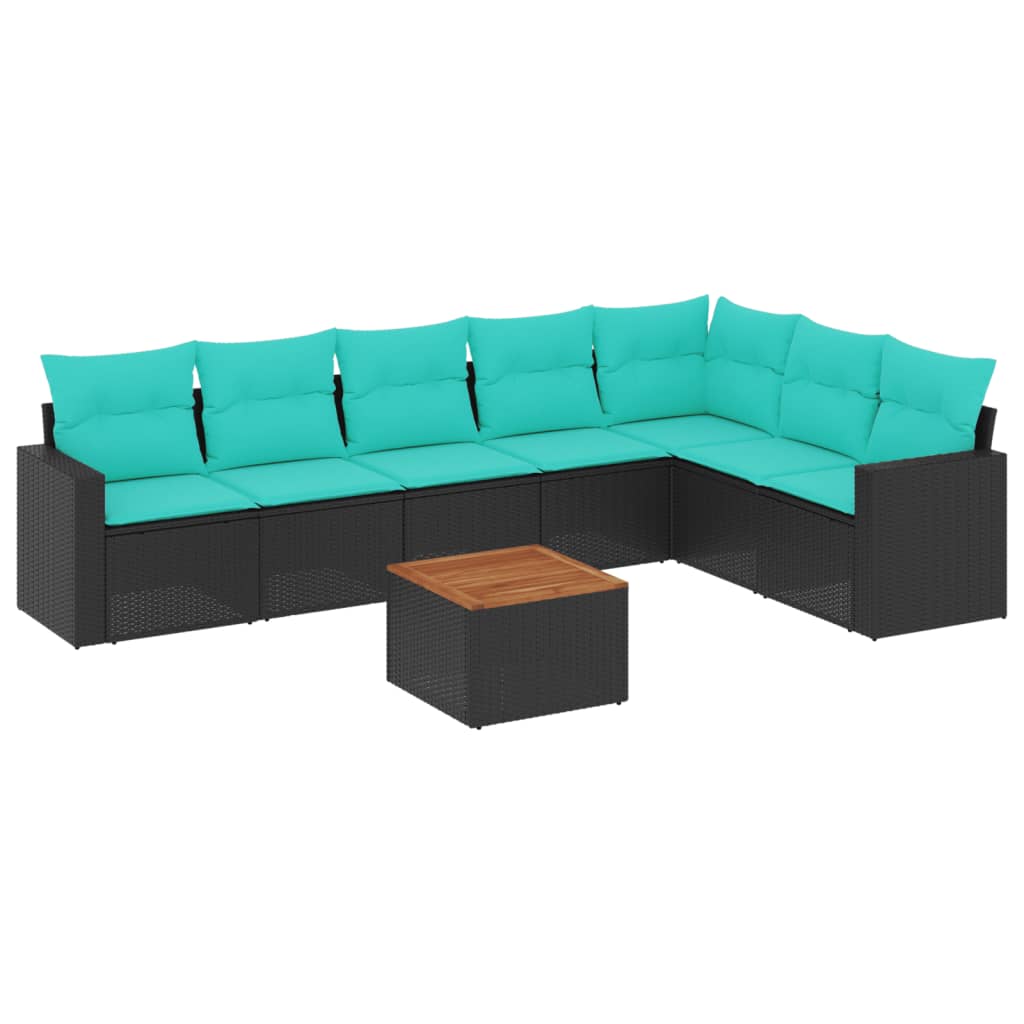 Thumbnail - vidaXL 8-tlg. Garten-Sofagarnitur mit Kissen Schwarz Poly Rattan