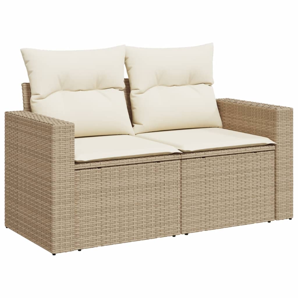 vidaXL 9-delige Loungeset met kussens poly rattan beige