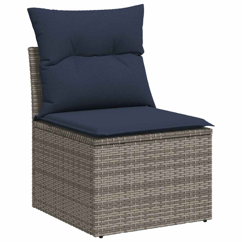 Thumbnail - vidaXL 11-tlg. Garten-Sofagarnitur mit Kissen Grau Poly Rattan
