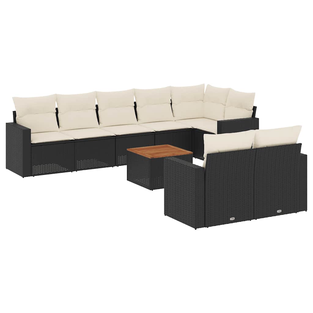 Thumbnail - vidaXL 9-tlg. Garten-Sofagarnitur mit Kissen Schwarz Poly Rattan