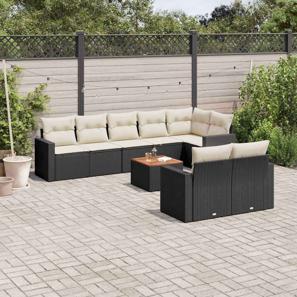 Thumbnail - vidaXL 9-tlg. Garten-Sofagarnitur mit Kissen Schwarz Poly Rattan