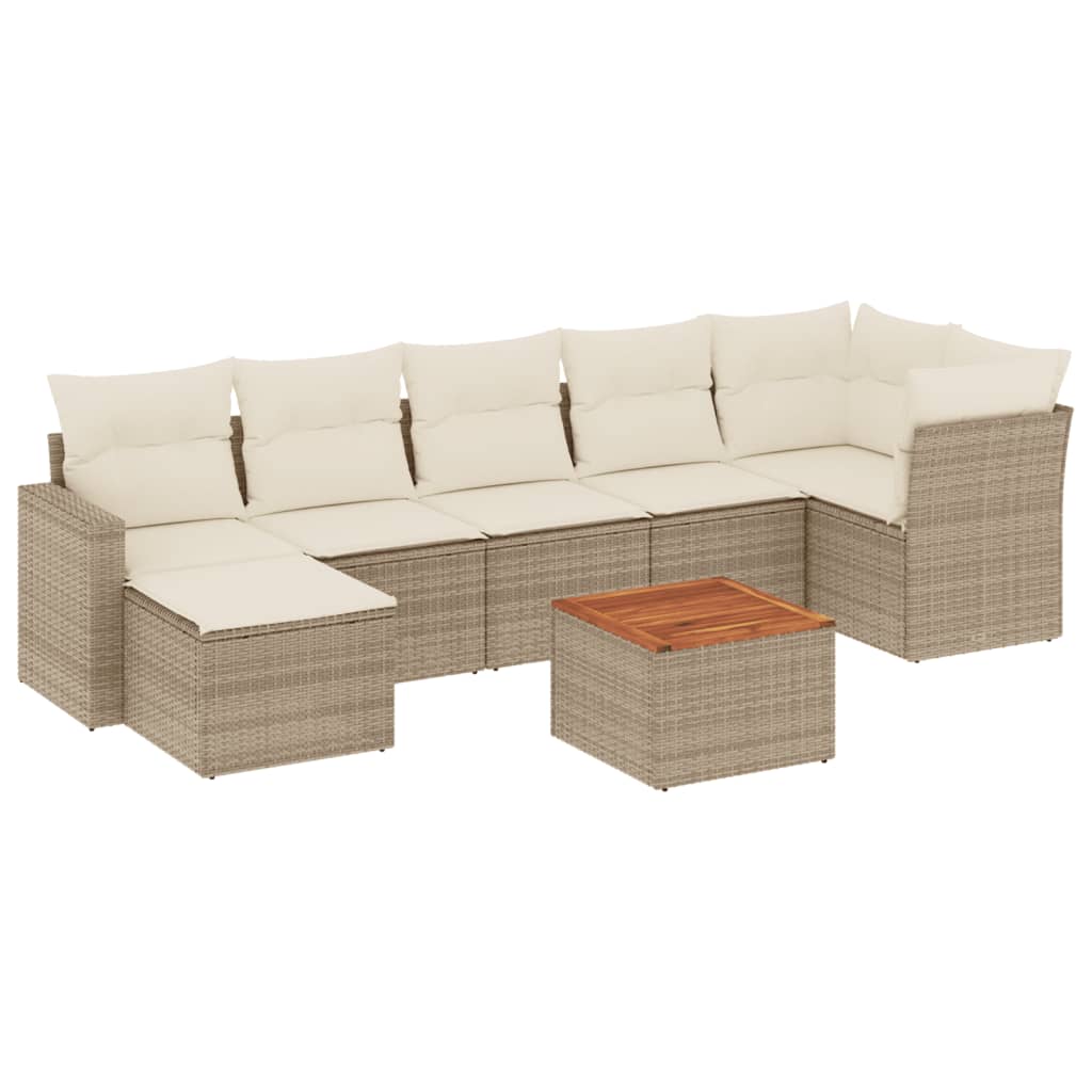 Thumbnail - vidaXL 8-tlg. Garten-Sofagarnitur mit Kissen Beige Poly Rattan