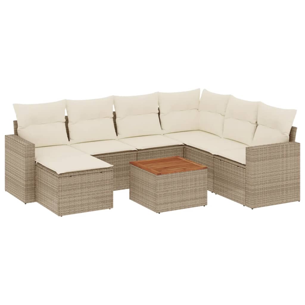 Thumbnail - vidaXL 8-tlg. Garten-Sofagarnitur mit Kissen Beige Poly Rattan