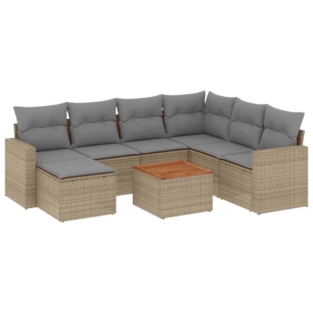 Thumbnail - vidaXL 8-tlg. Garten-Sofagarnitur mit Kissen Beige Poly Rattan